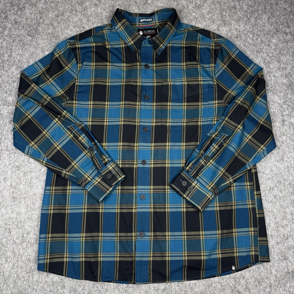 Duluth Trading Alaskan Hardgear Shirt Mens XL Blue Wool Blend Button Down Untuck